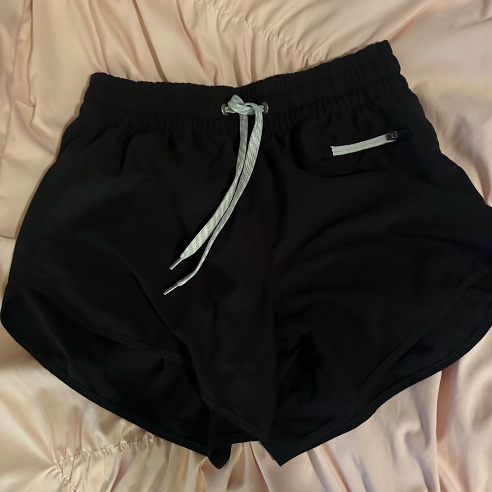 Vuori Black Athletic Shorts with Gray Drawstring